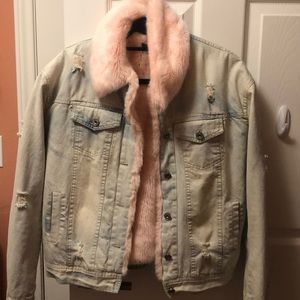 Fur lined denim jacket